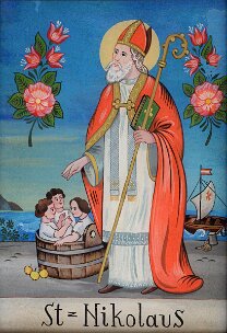 Hl. Nikolaus, Hinterglasbild für Nikolaus ca. 1990 unsigniert