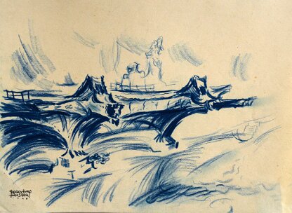 Brücke am Donaukanal, Wien Nachkriegszeit 1948 signiert